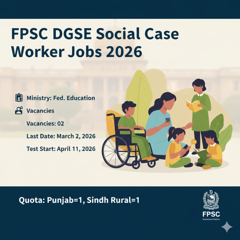 FPSC DGSE Social Case Worker Jobs 2026