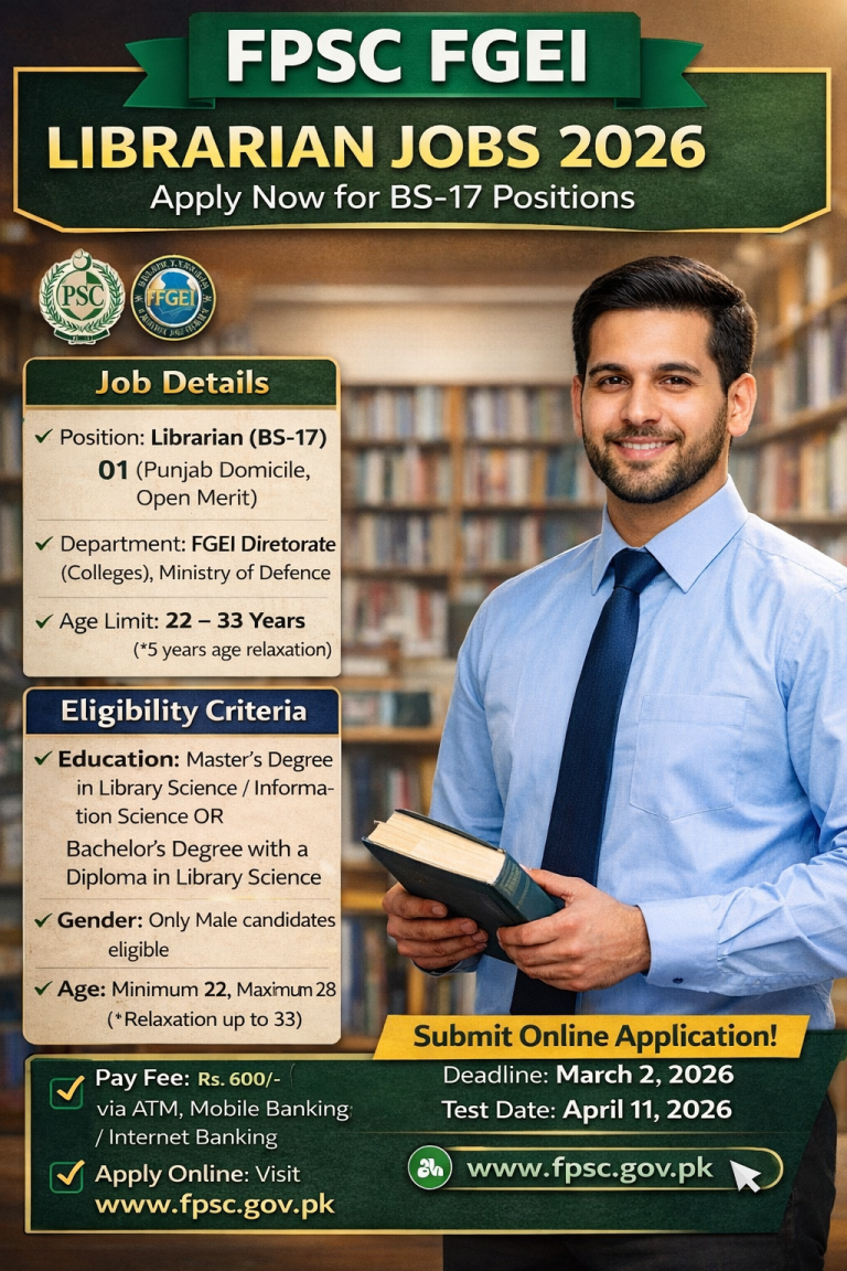 FPSC FGEI Librarian Jobs 2026