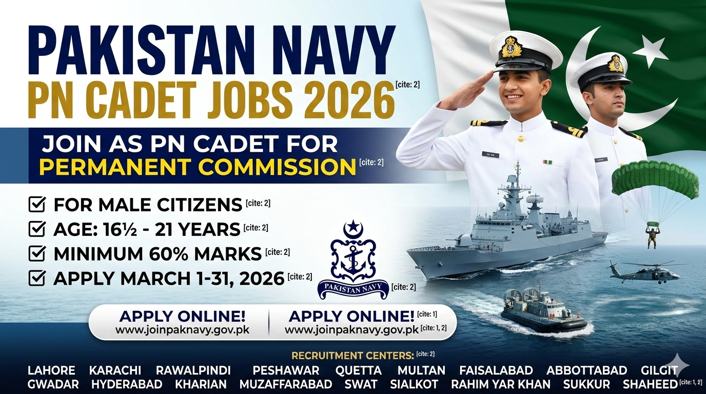 Pakistan Navy PN Cadet Jobs 2026